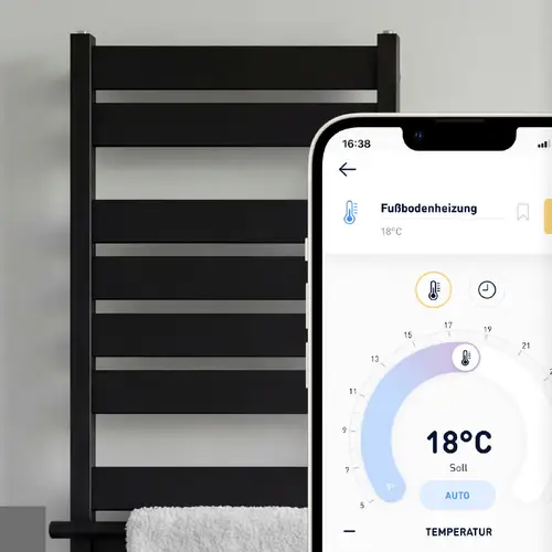 Über die JUNG HOME App werden Temperatur und Zeitprogramme 
eingestellt.