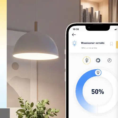 De inschakellichtsterkte en automatische functies kunnen met de JUNG HOME app worden geconfigureerd.