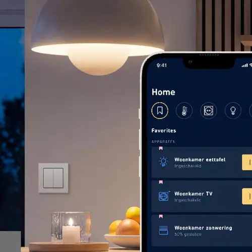 De verlichting kan nu worden geschakeld met een impulsdrukker of via de JUNG HOME app.