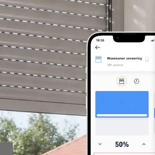 Met de JUNG HOME app is rolluiksturing ook mogelijk via de smartphone.