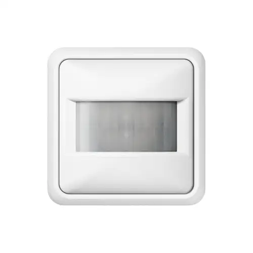 Interrupteur automatique dans le programme CD 500 encastré en blanc, pris de face devant un fond transparent.