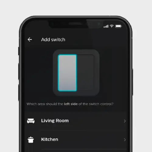 Screen view of the wireless wall transmitter setup with Friends of Hue.