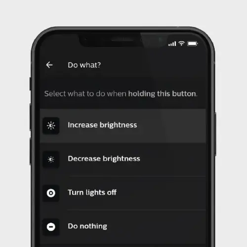 Screen view of the wireless wall transmitter setup with Friends of Hue.