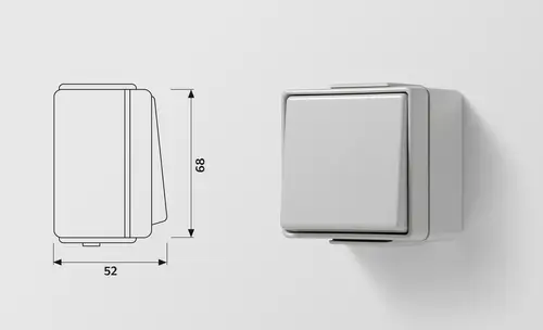 Dimensions of the JUNG WG 600 switch range.