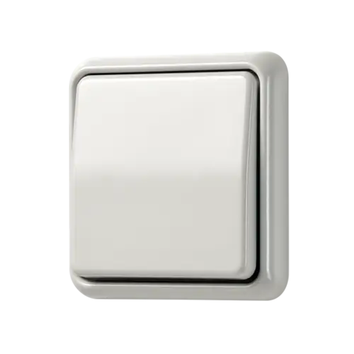 Lichtschalter im Programm CD 500 in Lichtgrau, in leichter Perspektive.