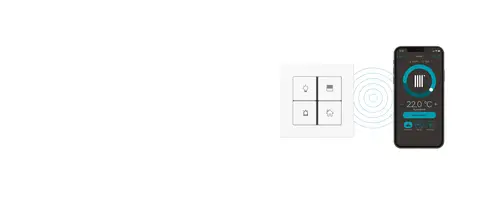 F 40 Taster und iPhone mit der Screenansicht der eNet App, Beleuchtung