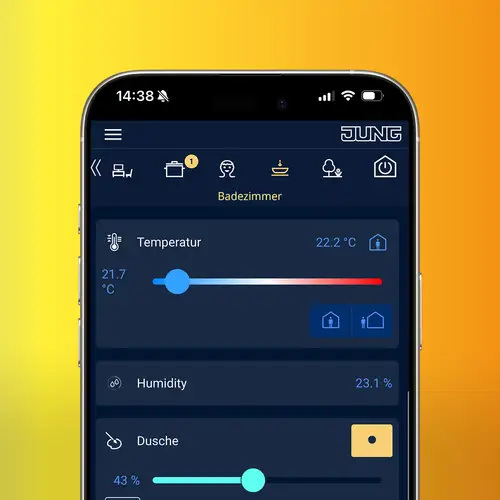 Screenansicht der Smart Visu Server App, Heizung und Raumklima.
