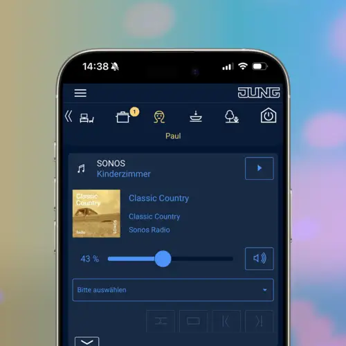 Screenansicht der Smart Visu Server App, Musik und Multimedia.