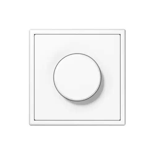 KNX rotary dimmer in the LS 990 programme in white, detailed view.