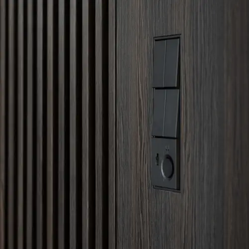 Switches and heating controllers in the JUNG LS ZERO switch range in the Dark version.