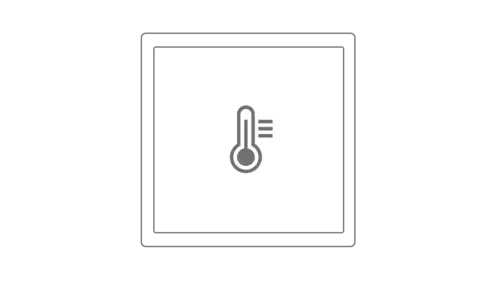 Strichzeichnung des KNX Tasters F 40 mit eigenem Sensor zur Erfassung der Raumtemperatur.