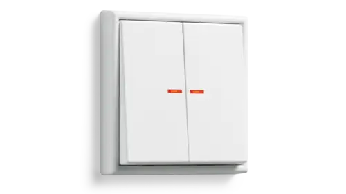 KNX Taster F 10 2fach, mit Lichtleiter, im Programm LS 990 in Alpinweiß.