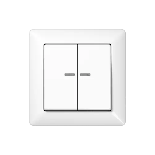 KNX Taster F10 2fach, mit Lichtleiter, im Programm AS 550 in Alpinweiß.