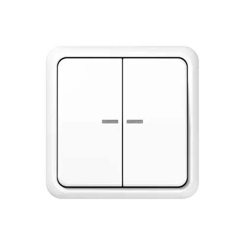 KNX Taster F10 2fach, mit Lichtleiter, im Programm CD 500 in Alpinweiß.
