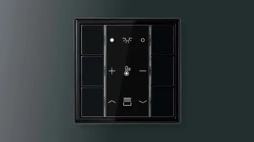 KNX push-button F 50 in the LS 990 programme in white, example of a laser print.