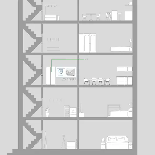 KNX Secure application examples schematic drawing, new build apartment.