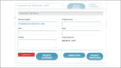 Screenansicht der MyJUNG Katalog Verwaltung.