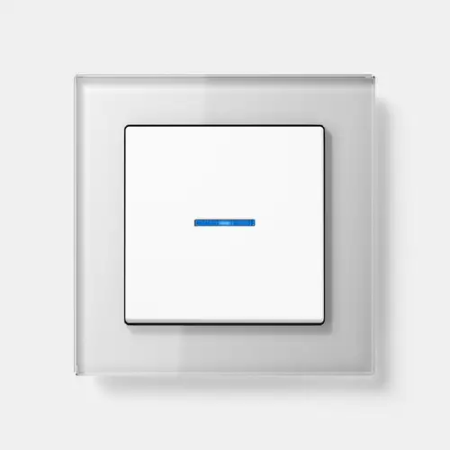 Pulsador JUNG HOME de la serie A CREATION de cristal en blanco