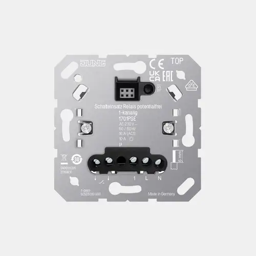 JUNG HOME interruptor insertable relé libre de potencial, 1 canal, con entrada para unidad de ampliación