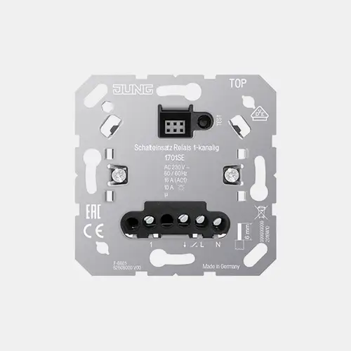 Relé de inserção para interrutor HOME da JUNG, 1 canal, com entrada para unidade de extensão