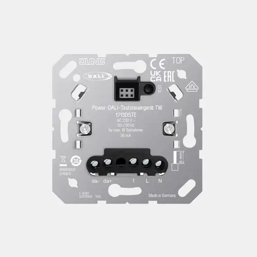 JUNG HOME Regulador de intensidade tátil universal da série LED, com entrada para unidade de extensão