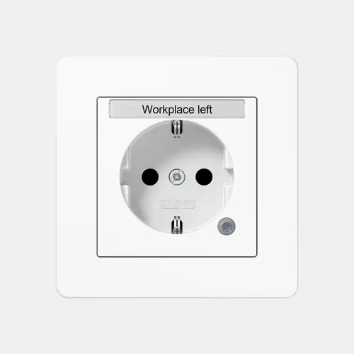 SCHUKO® socket outlet with orientation light and labelling field in the A FLOW range in white