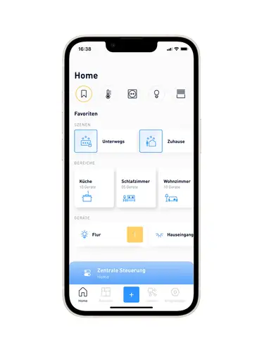 Schermweergave van de JUNG HOME app op een smartphone