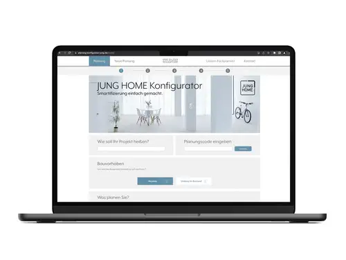 JUNG HOME Konfigurator, Screenansicht auf Laptop
