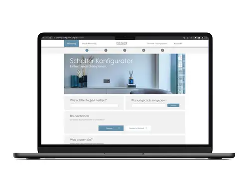 Schalter Konfigurator, Screenansicht auf Laptop