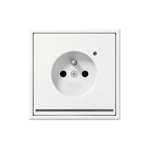 Prise française avec lumière d'orientation LED dans le programme LS 990 en blanc alpin