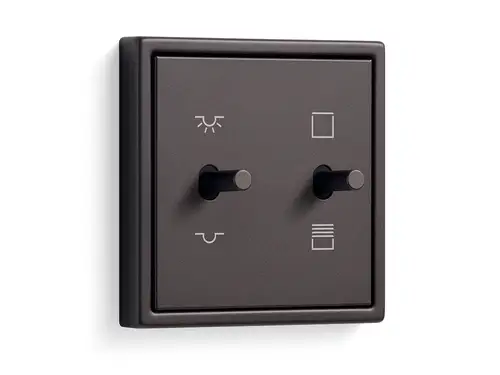 LS 1912 as KNX push-button, 2-gang, multi-switch insert, made of lacquered aluminium in Dark