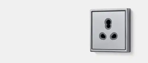 Indian standard aluminium sockets, photographed in a slight perspective against a grey background.