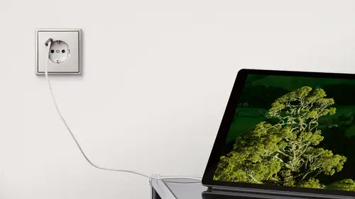 USB socket outlet in the LS 990 switch range made of stainless steel.