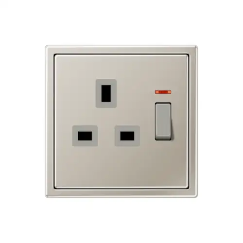 Switch-off socket outlet with control switch, British Standard, in the LS 990 programme made of stainless steel