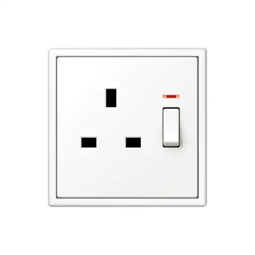 Switch-off socket outlet with control switch, British Standard, in the LS 990 programme in white