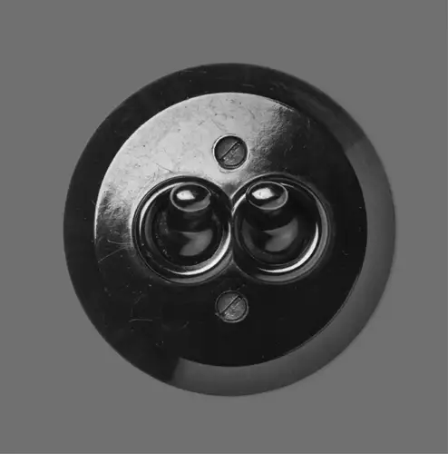 Historic 2-gang toggle switch, made of ceramic, round in the colour black