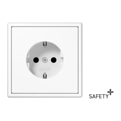 Safety Plus: SCHUKO® socket outlets with shutter Safety Plus: SCHUKO® socket outlets with shutter in the LS 990 programme in white