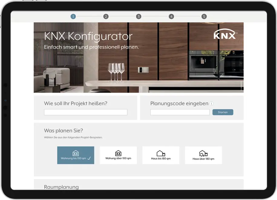 Ein iPad Pro zeigt den KNX Konfigurator