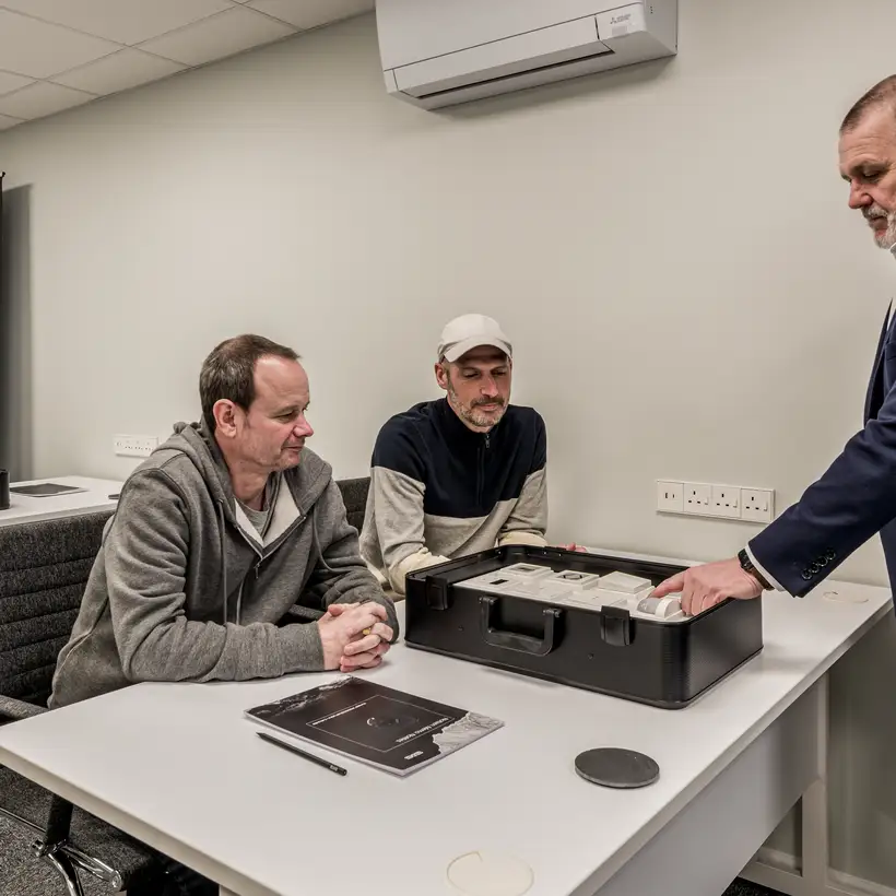 Trainees receive instruction on the various JUNG products, recorded in the London training centre.