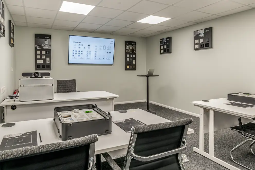 Room recording in the training room of the JUNG training centre in London Welwyn Garden City.