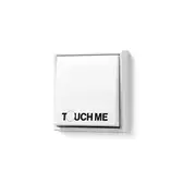 JUNG Unique & IFG LS 990 Schalter in Alpinweiß mit der Aufschrift "Touch me!"