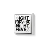 JUNG Unique & IFG LS 990 Schalter in Alpinweiß mit der Aufschrift "Night fever! Night fever!"