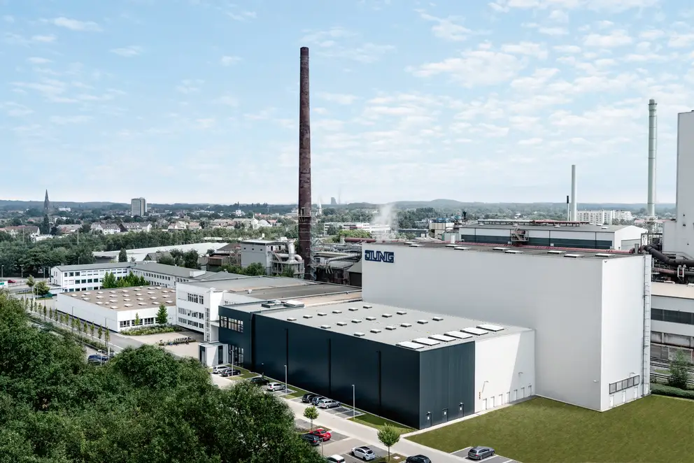 Aufnahme des JUNG Werks in Luenen aus der Luft 