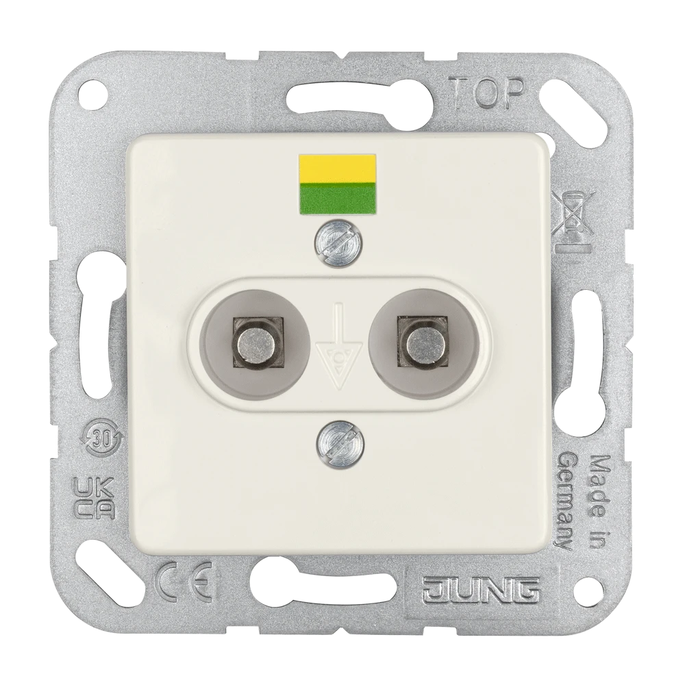 Potential equalisation socket, screw terminals, thermoplastic, ivory