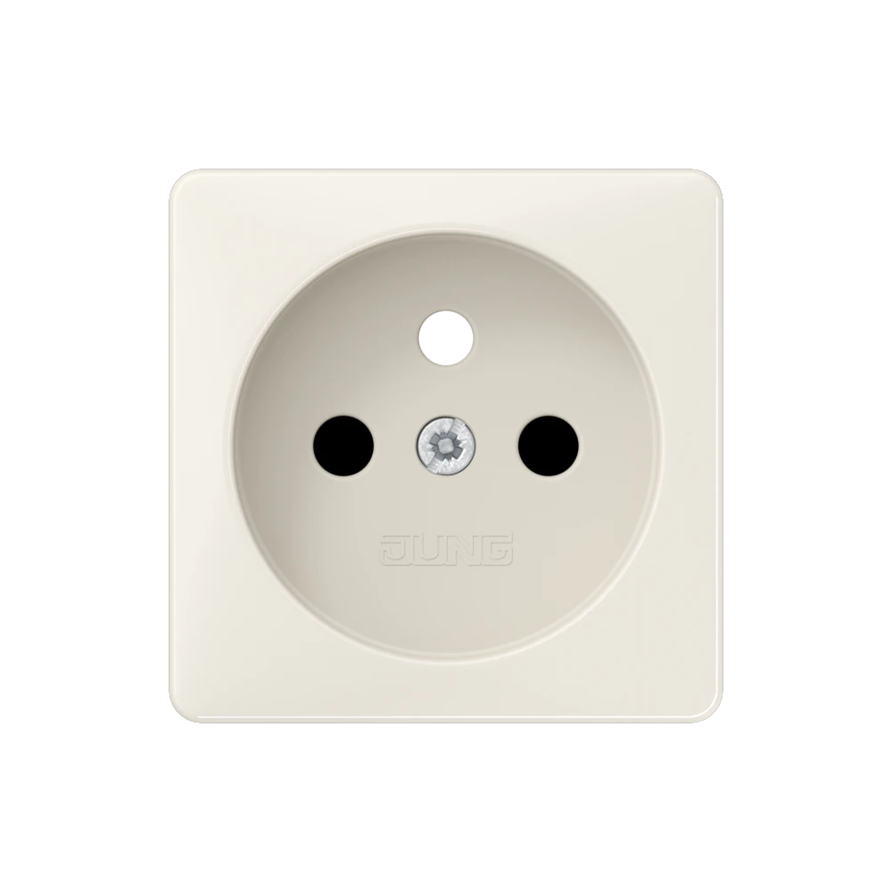 Centre plate for socket insert, French/Belgian system, Safety Plus, thermoplastic, ivory