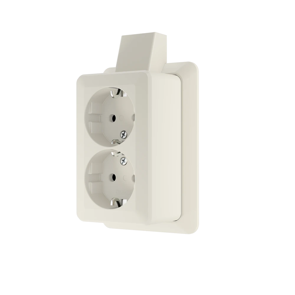 2-voudige wandcontactdoos met randaarde, set, Safety Plus, wit