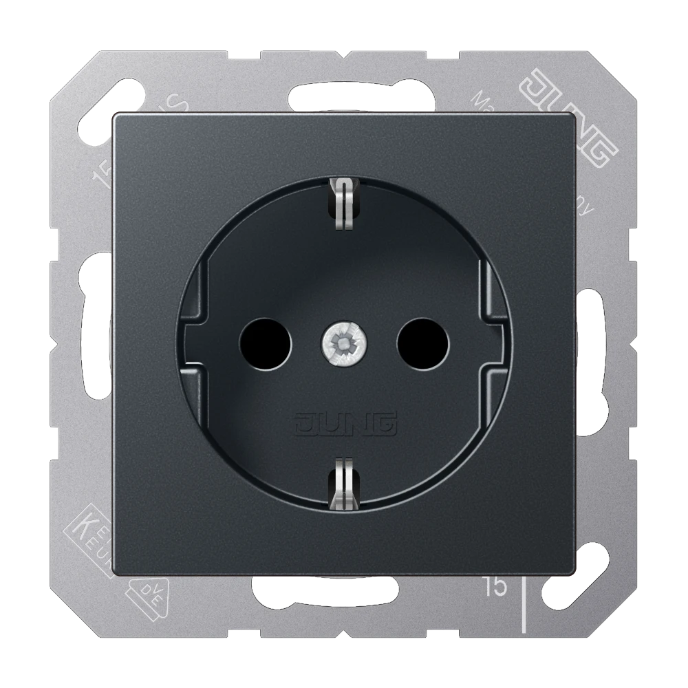 Enchufe SCHUKO®, Safety Plus, termoplástico lacado, antracita mate