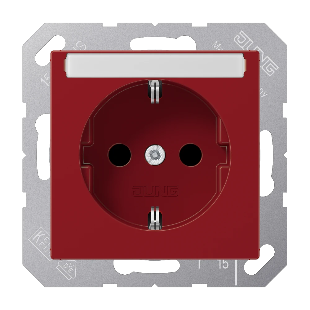 Enchufe SCHUKO®, Safety Plus, con regleta de inscripción, termoplástico, rojo