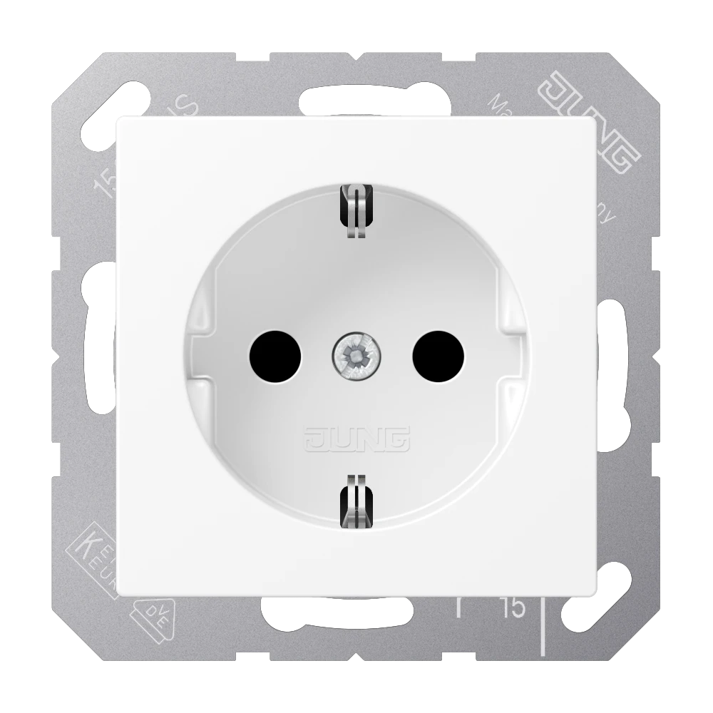 Enchufe SCHUKO®, Safety Plus, termoplástico lacado, blanco alpino mate