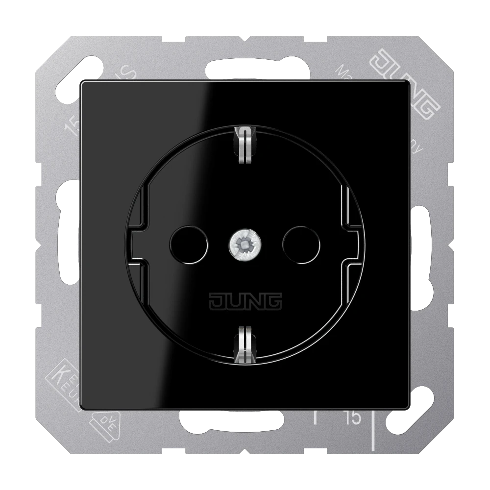 SCHUKO®-Steckdose, Thermoplast, schwarz